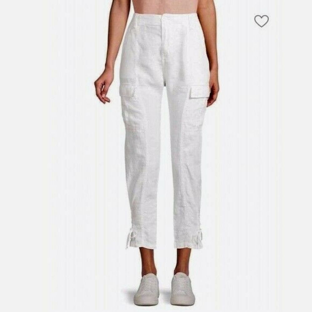 JOIE Telutci Linen Ankle Lace-Up Crop Cargo Pants | SZ 6 - Picture 1 of 14